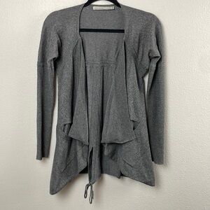 Karen Mullen sz2 openfront fitted waterfall cardigan funky pockets ribbed sleeve